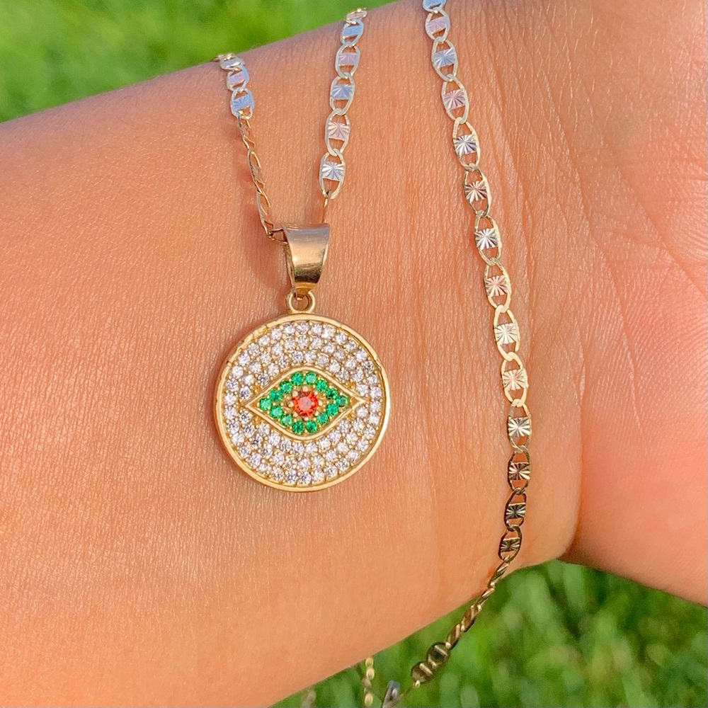 Evil eye Pendant 10k real solid gold // ojo turco oro Mexicano 10k